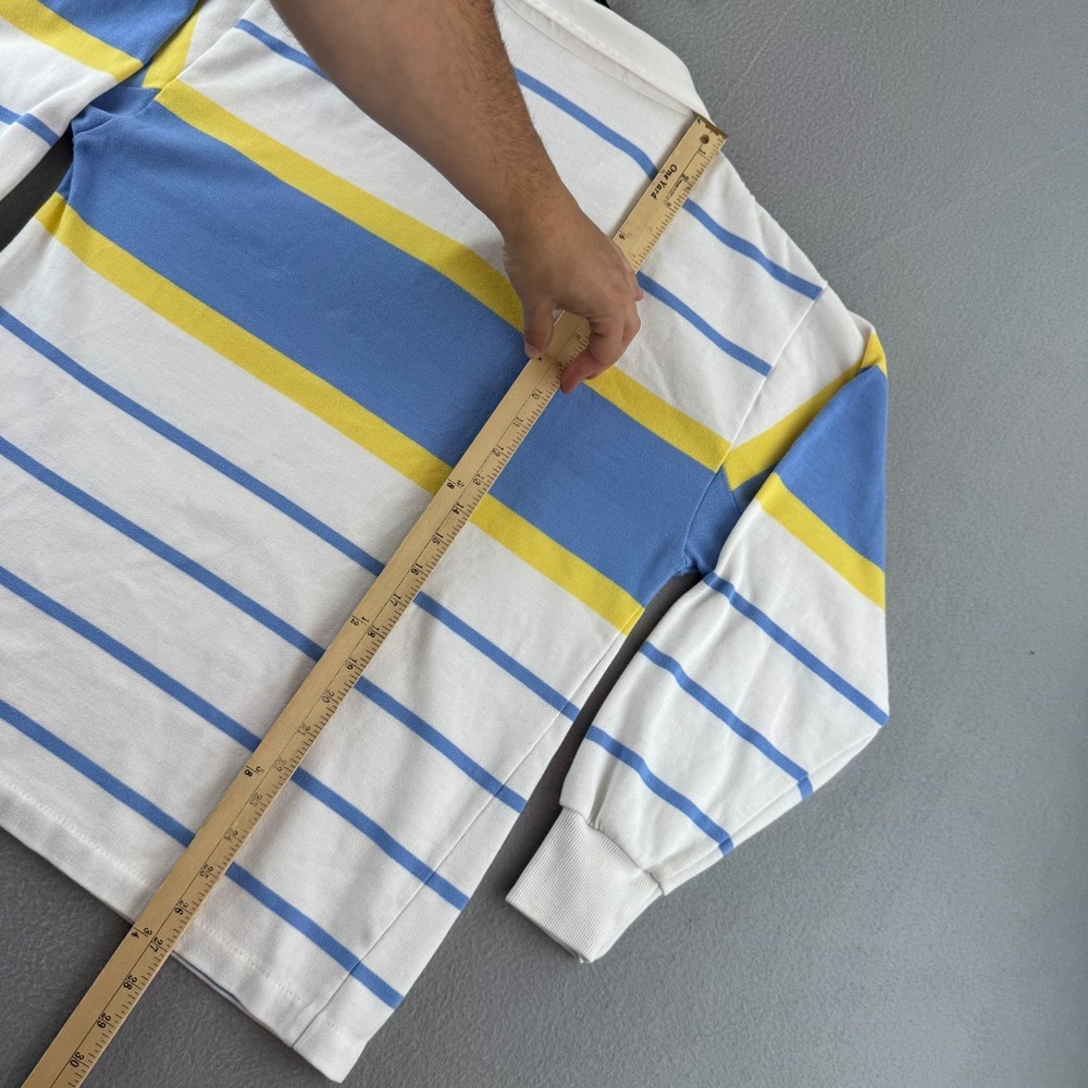 Vintage Adidas Rugby Shirt Mens Medium Cotton Long Sleeve Polo 90s Y2K - Picture 14 of 16